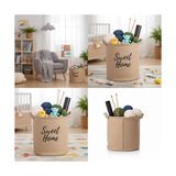 Storemax " " Yuvarlak Jüt Düzenleyici Sepet (Çap 32CM, Yükseklik 36CM) – Krem Renk Katlanabilir Kumaş Kulplu Organizer | Büyük Boy Oyuncak, Çamaşır, Battaniye ve Ev Tekstili Sepeti - 1 kg