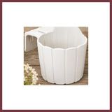 Storeşahin 3D Baskı Askılı Balkon Saksısı Dikey Çizgili Dekoratif Çiçek ve Aromatik Bitki Saksısı - Beyaz SHN0720