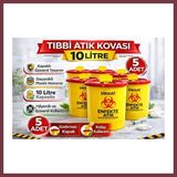 Storeşahin Tıbbi Atık Kovası 10 Litre 5 Adet Kapaklı Tıbbi Atık Kutusu Enfekte Atık Kovası Seti SHN0720