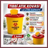 Storeşahin Tıbbi Atık Kovası 1,3 Litre 1 Adet Kapaklı Tıbbi Atık Kutusu Enfekte Atık Kovası SHN0720