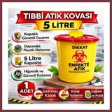 Storeşahin Tıbbi Atık Kovası 5 Litre 1 Adet Kapaklı Tıbbi Atık Kutusu Enfekte Atık Kovası SHN0720