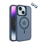 StoreTolerans Apple 13 ile uyumlu destekli ve kamera korumalı Magsafeli kılıf, iPhone 13 için mat ince, darbeye dayanıklı koruyucu telefon kılıfı(6.1 inc), Mavi