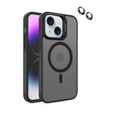 StoreTolerans Apple 13 ile uyumlu destekli ve kamera korumalı Magsafeli kılıf, iPhone 13 için mat ince, darbeye dayanıklı koruyucu telefon kılıfı(6.1 inc), Siyah