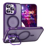 StoreTolerans Apple 14 Pro ile uyumlu destekii ve kamera korumalı Magsafeli kılıf,iPhone 14 Pro için mat ince, darbeye dayanıklı koruyucu telefon kılıfı(6.1 inc), Mor