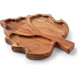 Storish Leaf 3 Bölmeli Ahşap Kayın Ağacı Çerezlik - Cam