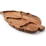 Storish Leaf 4 Bölmeli Ahşap Kayın Ağacı Çerezlik - Cam
