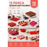 Stork 12 Parça Kek Kalıbı Seti(15'li Baton, 12'li Baton, 12'li Dkabuğu, 9'lu Yküre, 9'lu Kalp, 9'lu Tartolet, 1 Ad Büyük Şef, 1 Ad Mini Baton, 6'lı Küçük Şef Mini, 6'lı Düz Muffin, 1 Ad Fırça, 1 Ad Spatula)