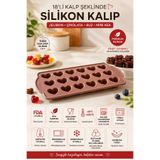 Stork 18'li Kalp Şeklinde Silikon Çikolata Kalıbı | Jelibon, Buz, Şekerleme ve Mini Tatlı Kalıbı | BPA İçermez