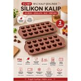 Stork 2 Adet 18'li Kalp Şeklinde Silikon Çikolata Kalıbı | Jelibon, Buz, Şekerleme ve Mini Tatlı Kalıbı | BPA İçermez