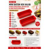 Stork 2 Adet Mini Baton Kek ve Dubai Çikolatası Kalıbı Silikon – Yapışmaz Baton Kek, Mini Pasta ve Çikolata Kalıbı BPA İçermez