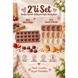 Stork 2 Model Set Silikon Kek Kalıbı (12'li Deniz Kabuğu ve 18'li Mini Kalp) Kek ve Çikolata Kalıbı