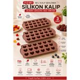 Stork 3 Adet 18'li Kalp Şeklinde Silikon Çikolata Kalıbı | Jelibon, Buz, Şekerleme ve Mini Tatlı Kalıbı | BPA İçermez