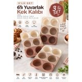 Stork 3 Adet 6’lı Yuvarlak Silikon Kek Kalıbı 173 ml Muffin, Sufle, Puding, Çikolata ve Tatlı Kalıbı