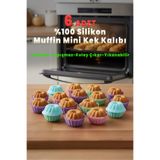 Stork 6 Adet Silikon Cupcake Muffin ve Mini Kek Kalıbı, Yapışmaz, Isıya Dayanımlı, BPA’sız - Karışık Renk