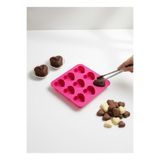 Stork 9'lu Kalp Şekilli Silikon Kek ve Çikolata Kalıbı - Pembe Mini Muffin ve Lokmalık Tatlı Kalıbı