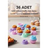 Stork BakeMuff 36 Adet Silikon Muffin ve Mini Kek Kalıbı, Yapışmaz, Isıya Dayanımlı BPA’sız - Karışık Renk