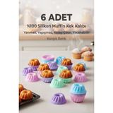 Stork BakeMuff 6 Adet Silikon Muffin ve Mini Kek Kalıbı, Yapışmaz, Isıya Dayanımlı, BPA’sız - Karışık Renk