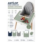 Stork Mint Yeşili Antilop Uyumlu Kaymaz Silikon Mama Sandalyesi Tepsi Matı - BPA İçermez Hijyenik BLW Yemek Altlığı