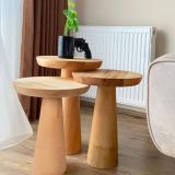 Stork Mushroom Ahşap Mantar Orta Sehpa Takımı, Naturel