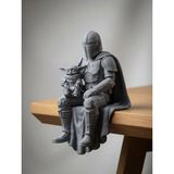 Storm 3D Kitaplık Süsü - Masa Dekorasyonu - Gamer Dekorasyon- Mandalorian ve Grogu Figür