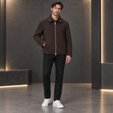 Storm Wear Erkek Ithal Kaşe Ceket Gömlek Yaka Fermuarlı Cepli Mevsimlik Kaban Mont - Kahverengi