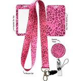 Stormistoretr 3 Lü Pembe Leopar Baskılı Dikey Kart Koruyucu Boyun Askı Ipi Yoyo Yaka Kartı