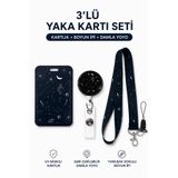 StormiStoretr Galaksi Takım Yıldızı 3'lü Yaka Kartı Seti Boyun Askı İpi Damla Yoyo UV Baskılı Dikey Kartlık