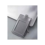 Stormistoretr Leather Dikey Gri Kart Kılıfı Yaka Kartı Koruyucu Fermuarlı