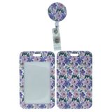 StormiStoretr Mor Floral UV Baskılı Çekmeli Yoyo ve Dikey Kartlık Set | Şeffaf Ön Yüz Kart Koruyucu