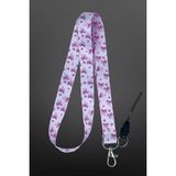 Stormistoretr Mor Pembe Fiyonk Desenli Boyun Askı Ipi Yaka Kartı Ipi Lanyard Hemşire Doktor Öğretmen - 42CM - YOK