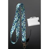 Stormistoretr Yaban Mersini Desenli Boyun Ipi Kartlık Seti | Lanyard Yaka Kartı Askısı + Şeffaf Sert Kartlık - 42cm - yok