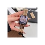 story aksesuar Apple Watch Uyumlu Baklalı Çelik Kordon Taşlı / Boncuklu Metal Kayış Ultra 1/2 9/8/7/6/SE (38/40/41mm / 42/44/45/49mm)