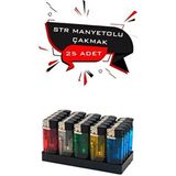 Str Manyetolu Çakmak Renkli 25 Adet Platinli ve Dayanıklı Tasarım - Karışık