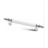 Str Mobaks Alüminyum Asos Boru Kulp Lüks Modern Dolap Mutfak Çekmece Vestiyer Kulp - Beyaz - Krom - 224 MM
