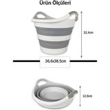 Str Store 14 Litre Yuvarlak Katlanabilir Akordiyon Çamaşır Selesi Istiflenebilir Kova Çift Kulplu Katlanır Çamaşır Sepeti Çok Amaçlı Plastik Kova - 1 kg
