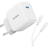 Str Store 20W Gan Usb-C Şarj Aleti Qc4.0 Pd Iphone, Ipad, Samsung, Xiaomi Uyumlu Hızlı Şarj Cihazı + 2 Metre Type-C 60W Şarj Kablosu - 1 cm - 00-Siyah - Beyaz