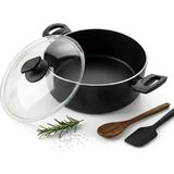 Str Store 24 cm Buz Karnıyarık Tenceresi - Siyah Yanmaz Yapışmaz Sığ Pilav ve Yemek Tenceresi - (No Color)