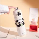 Str Store 480ML Sevimli Hayvanlar Süslü Pipetli/pipetsiz El Askılı Paslanmaz Çelik Termos (Kahverengi Capybara) - 0 - 19 lt - 0 Siyah