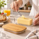 Str Store Bambu Kapaklı Borosilikat Cam Tereyağı Kavanozu 12 × 8 × 5 Cm, Dikdörtgen Şeffaf Tereyağlık, Contalı Kapak, Kahvaltılık Saklama ve Sunum Kabı, 1 Adet - 0 - 3 lt - 51R-Turuncu
