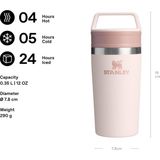 Str Store Café-To-Go Termos Bardak 0.35 Litre - Pembe Kuvars (Rose Quartz) | Paslanmaz Çelik - 0 - Siyah - 0 - 200 ml
