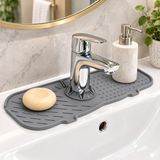 Str Store Deinhaus Su Tutucu Musluk Matı, Gri Plastik 25 x 10 Cm, Yıkanabilir Lavabo Batarya Altlığı, Mutfak ve Banyo Tezgâh Koruyucu Mat
