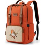Str Store Nakışlı Sırt Çantası, 15L, Laptop Bölmeli, Suni Deri Detaylı, Kuş Desenli, Unisex - -