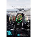 Str Store Otomatik Sensörlü Kablosuz Şarjlı Araç Içi Telefon Tutucu - 15W Kablosuz Hızlı Şarjlı - Otomatik Açılır Kapanır Akıllı Araç Telefon Standı - 000-Siyah