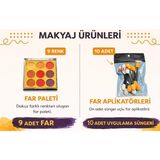 Str Store Profesyonel 9 Renk Far Paleti ve 10 Adet Çift Taraflı Sünger Aplikatör Seti,mat, Işıltılı ve Sedefli Tonlar,günlük, Gece ve Özel Gün Göz Makyajı Için Tam Set - Çok Renkli