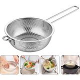 Str Store Uzun Saplı Paslanmaz Metal Süzgeç – Makarna, Sebze ve Meyve Yıkama Süzek, Derin Gövdeli, Dayanıklı Tel Süzgeç, Mutfak Süzgeci (25 Cm) - 02-Siyah