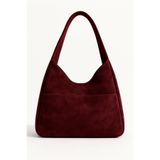 Straada accessories Kadın Omuz Çantası Hobo pinterest Salaş Süet bordo astarlı Çanta