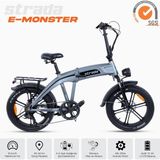 Stradacycles E-Monster 20 Jant Katlanabilir Yüksek Torklu Elektrikli Bisiklet - Gri