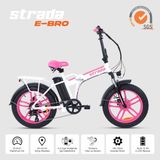 Stradacycles Strada Cycles E-Bro Hidrolik Disk Fat Bike Katlanabilir 20 Jant Elektrikli Bisiklet - Pembe