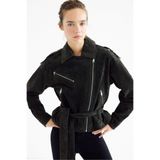 Stradivarius %100 deri biker ceket