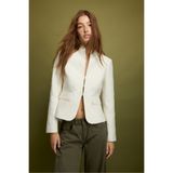 Stradivarius Asimetrik jakarlı kumaş blazer ceket